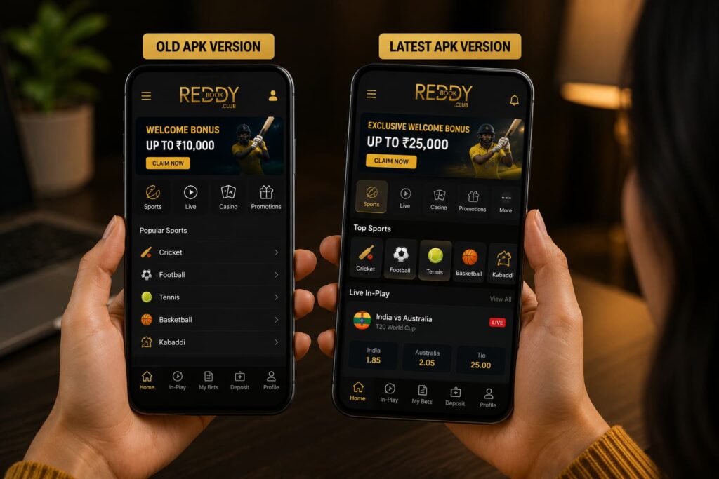 Old Reddy Book APK vs Latest Version comparison on mobile
